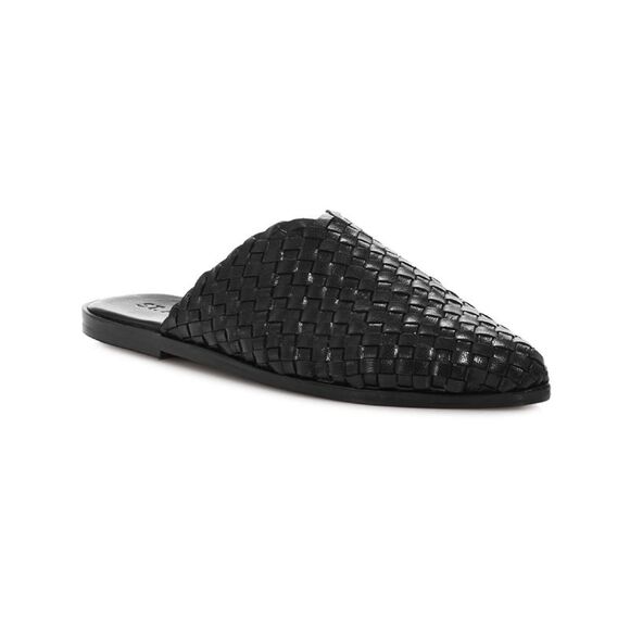 ST. AGNI Shoes - ST. AGNI Womens Black Woven Caio Pointed Toe Slip On Leather Mules 35